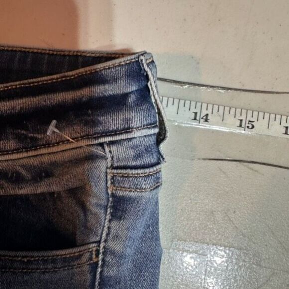 Ashley Mason Womens Distressed Skinny Leg Jeans Medium Blue Denim Patches Size 9 - Picture 9 of 13